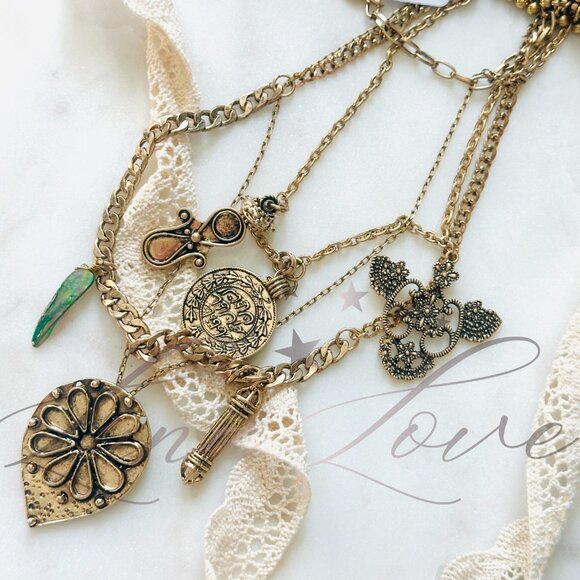 FREE PEOPLE x Ariana Ost Walsh Choker Necklace In Gold / Black Diamond NWT - Picture 3 of 6